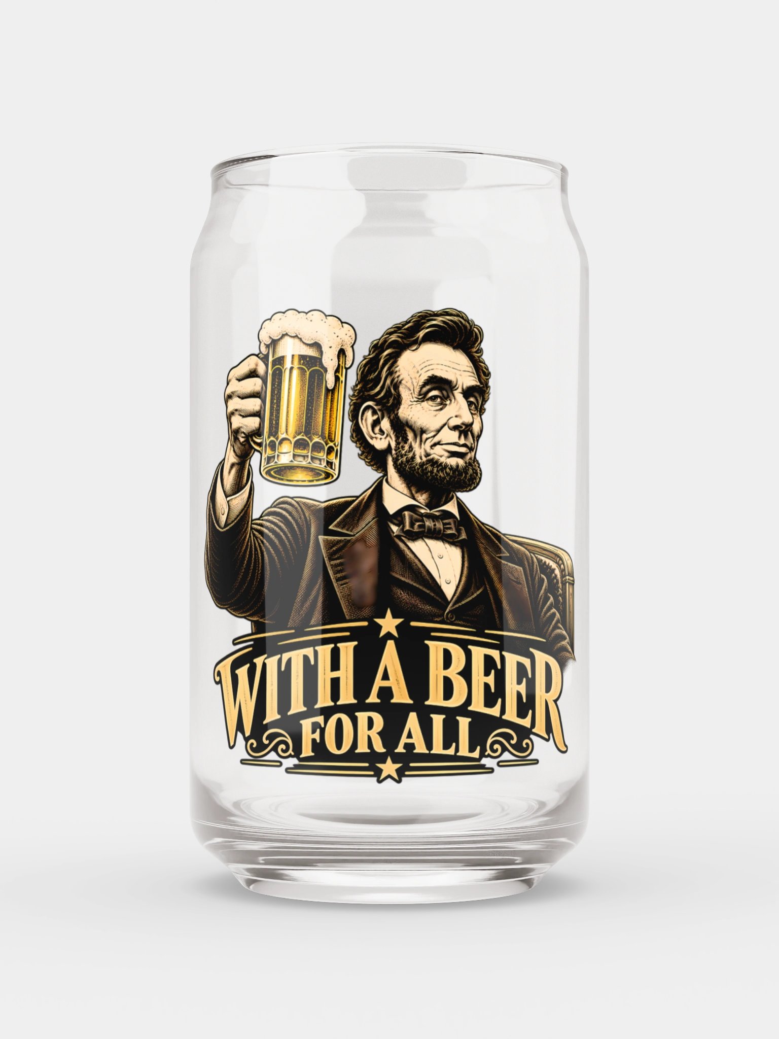Abraham Lincoln “With a Beer for All” Beer Can Glass product image (3)