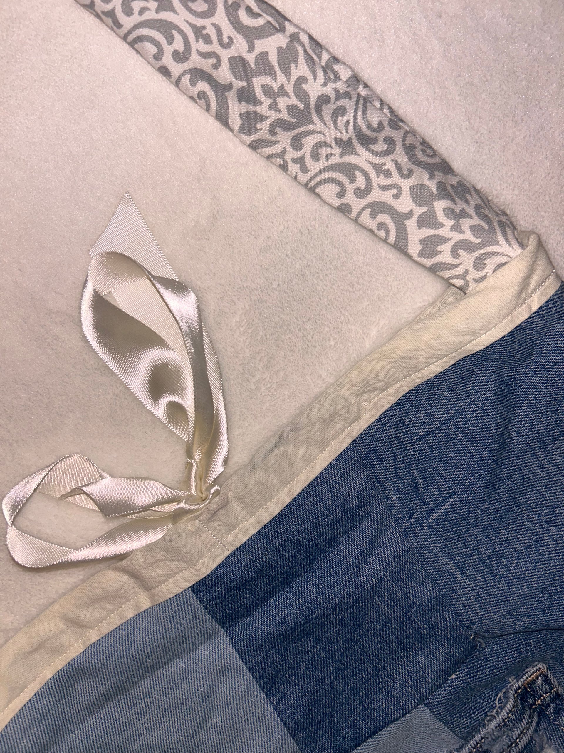 Denim patchwork tie tote product image (2)