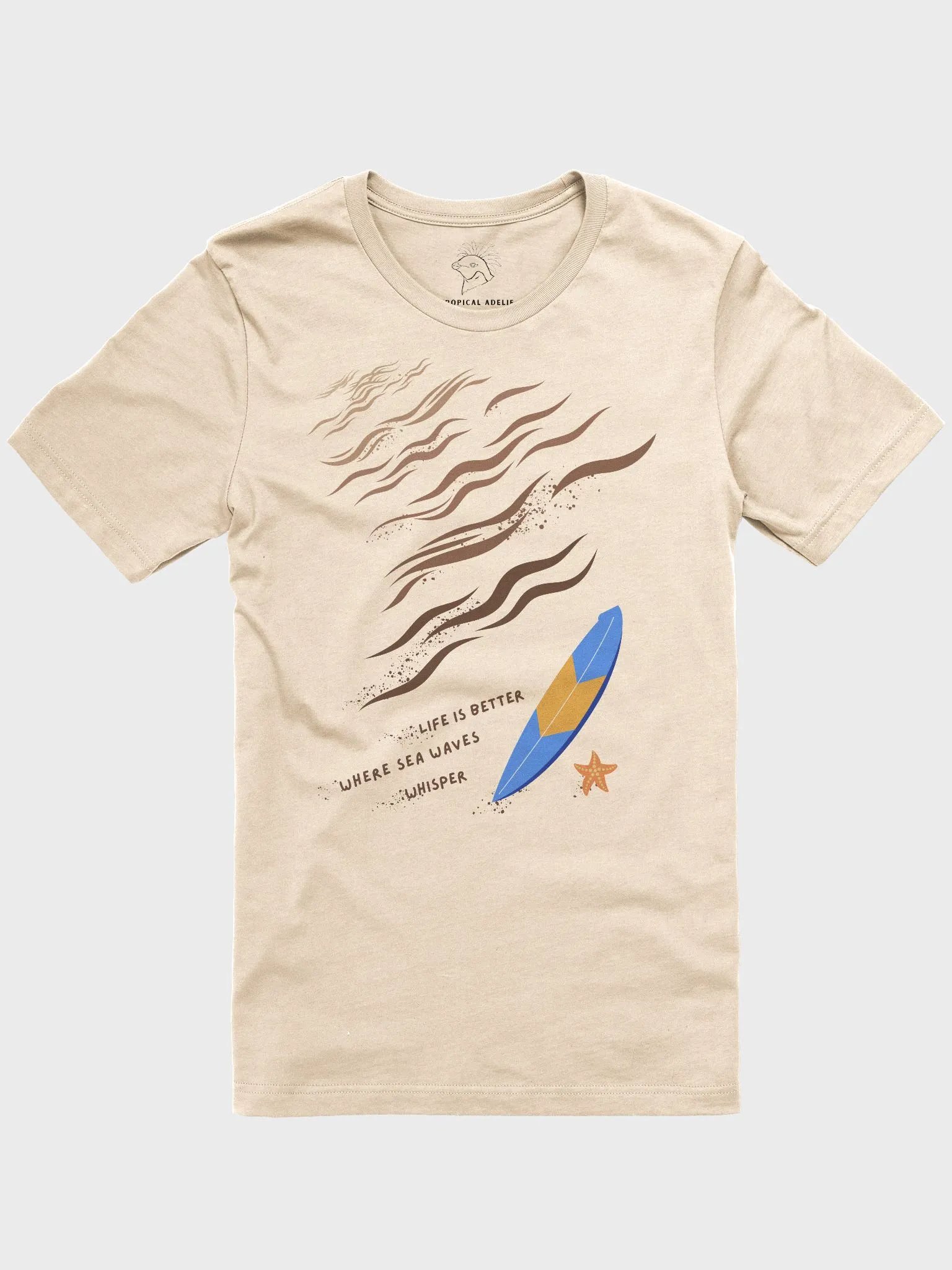 Life Is Better Where Sea Waves Whisper T-Shirt ( Side -Wavy Beach- ) product image (1)