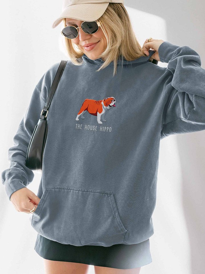 The House Hippo Premium Hoodie (Embroidered) of an English Bulldog(Red & White) product image (2)