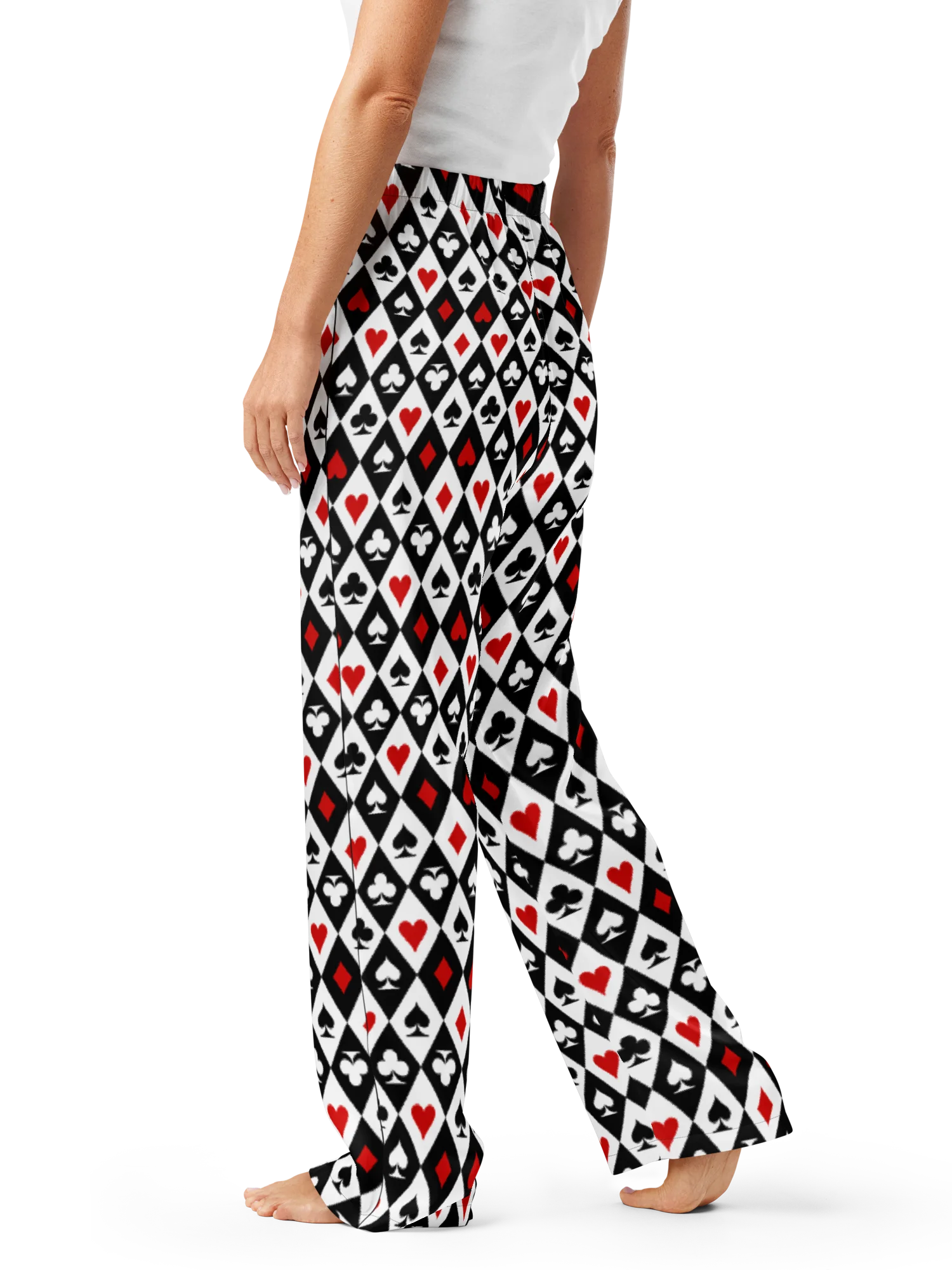 Retro Playing Card Suits Argyle All-Over Print Women's Pajama Pants product image (7)