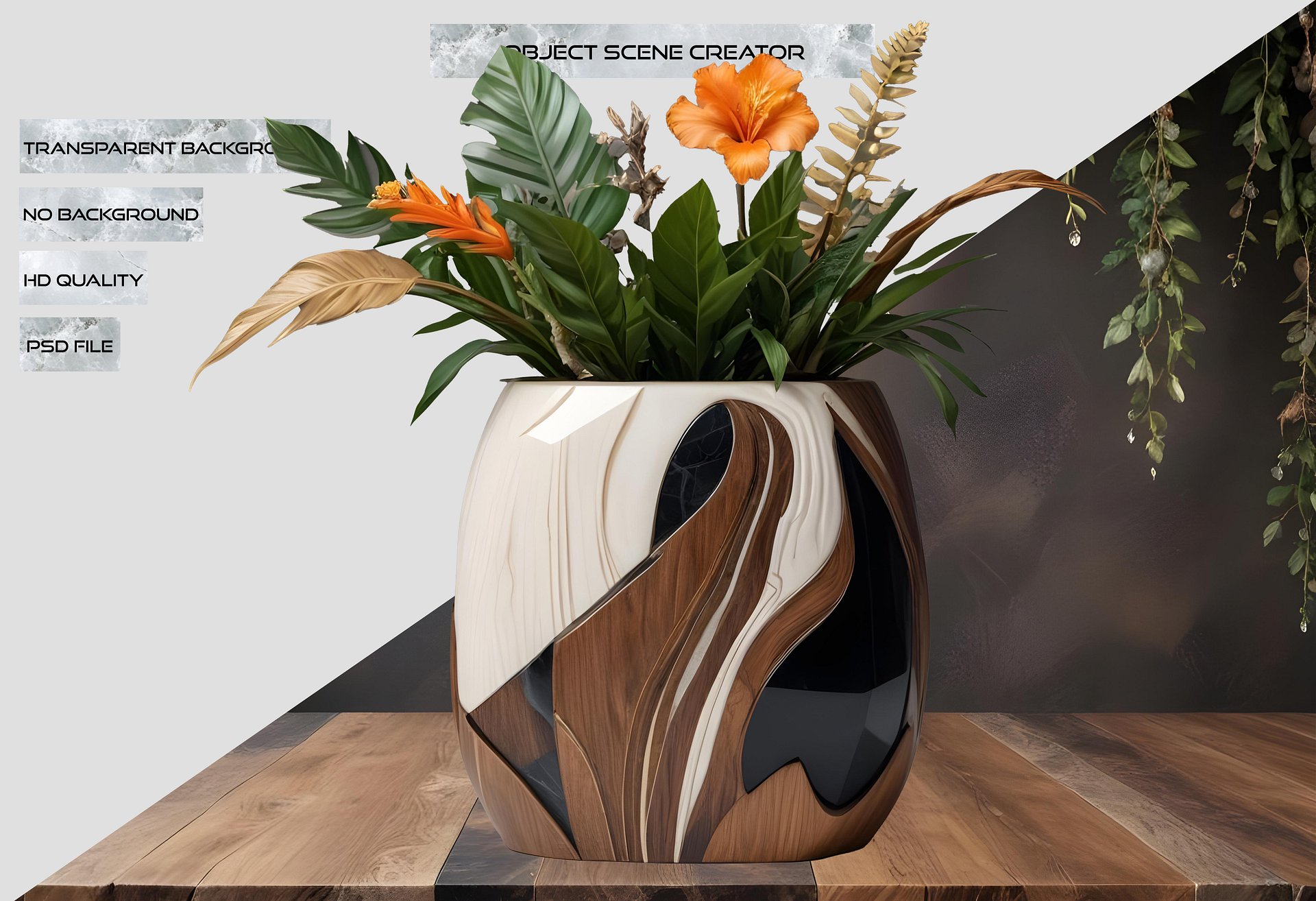 Dream of Eternity – Tropical Art Deco Vase PNG product image (2)