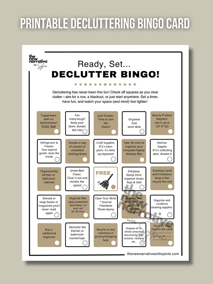 Printable Decluttering BINGO Card product image (1)