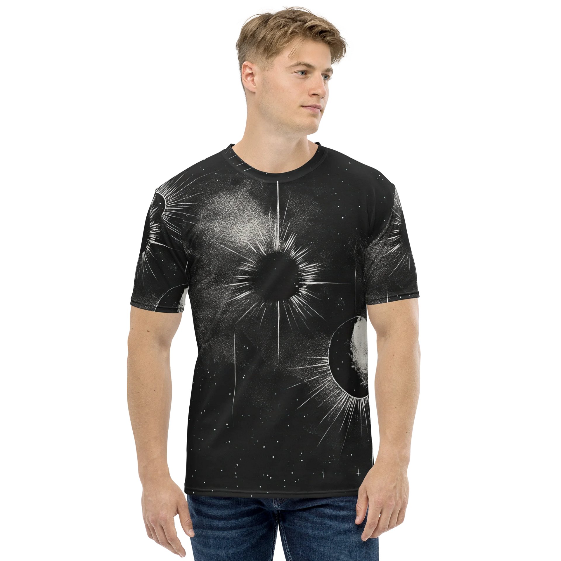 Black Eclipse Burst All-Over Print T-Shirt product image (1)