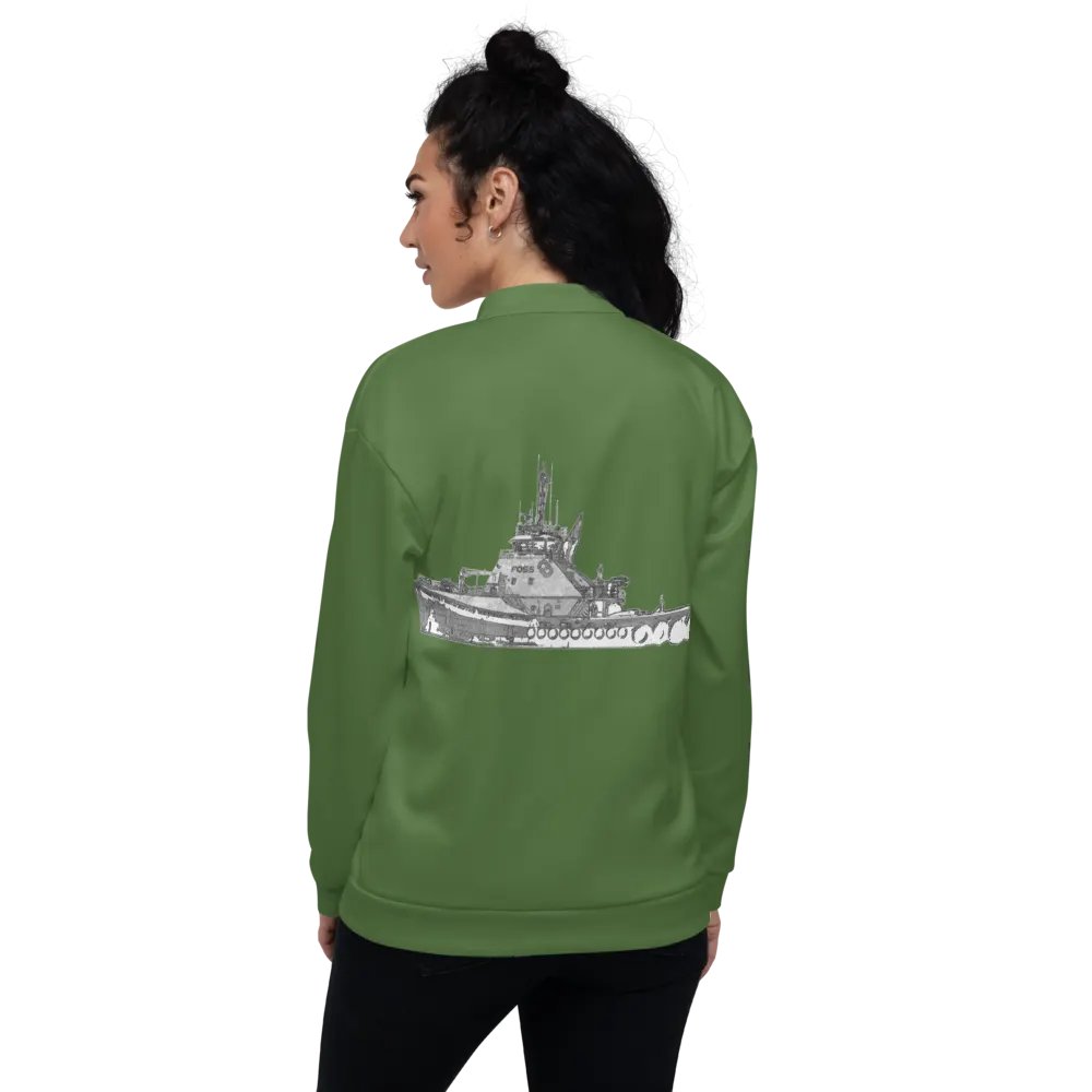 Foss Tugboat Sketch Green Bomber Jacket product image (7)