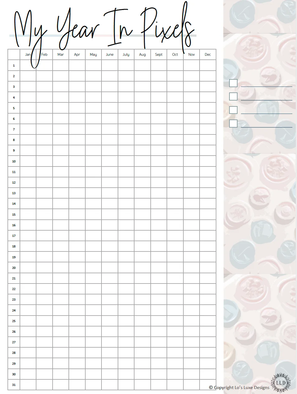 Yearly Habit Tracker - Vintage - 8.5x11 Printable product image (1)