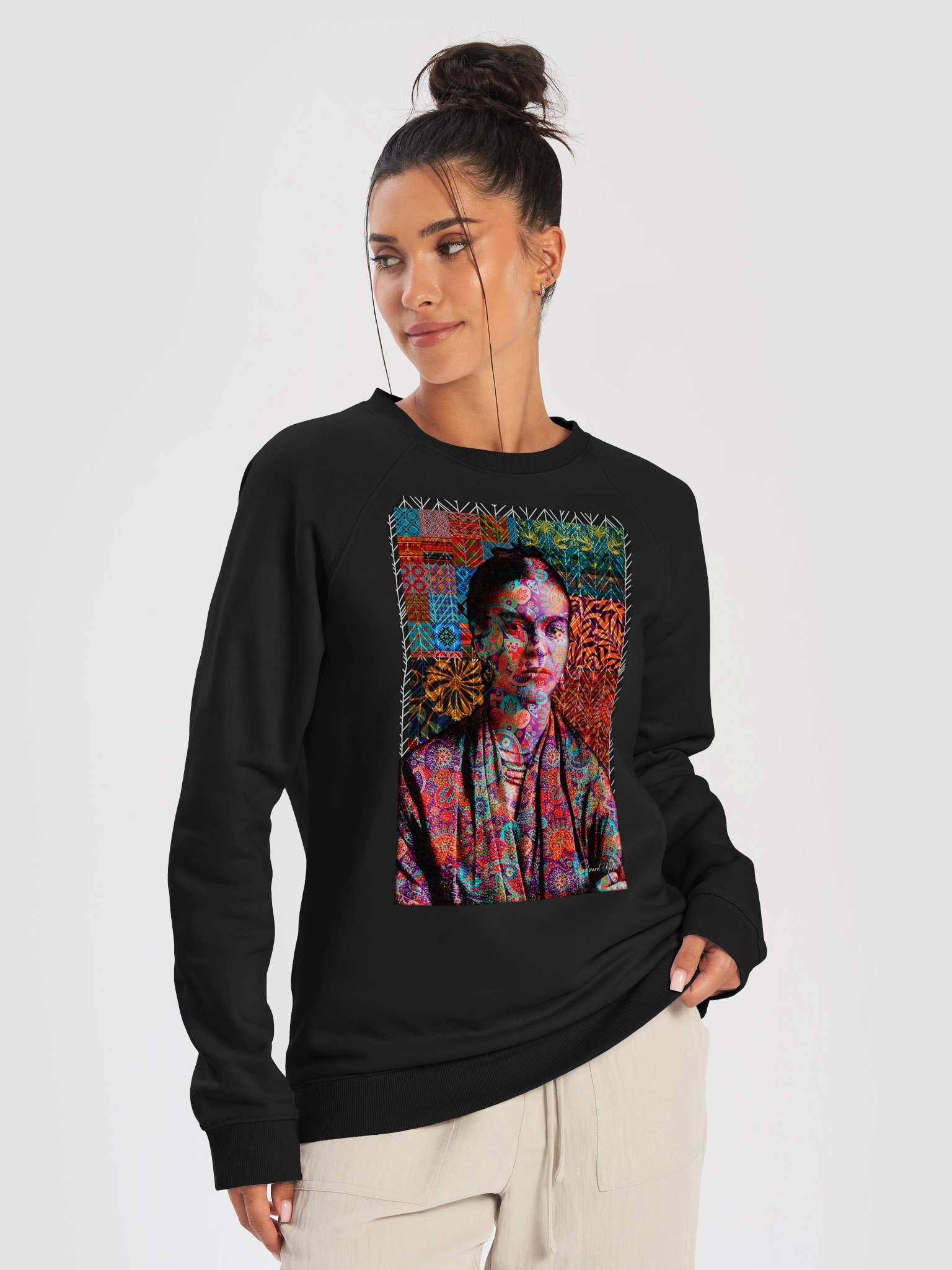 Vibrant Floral Frida Portrait Raglan Sweatshirt product image (22)