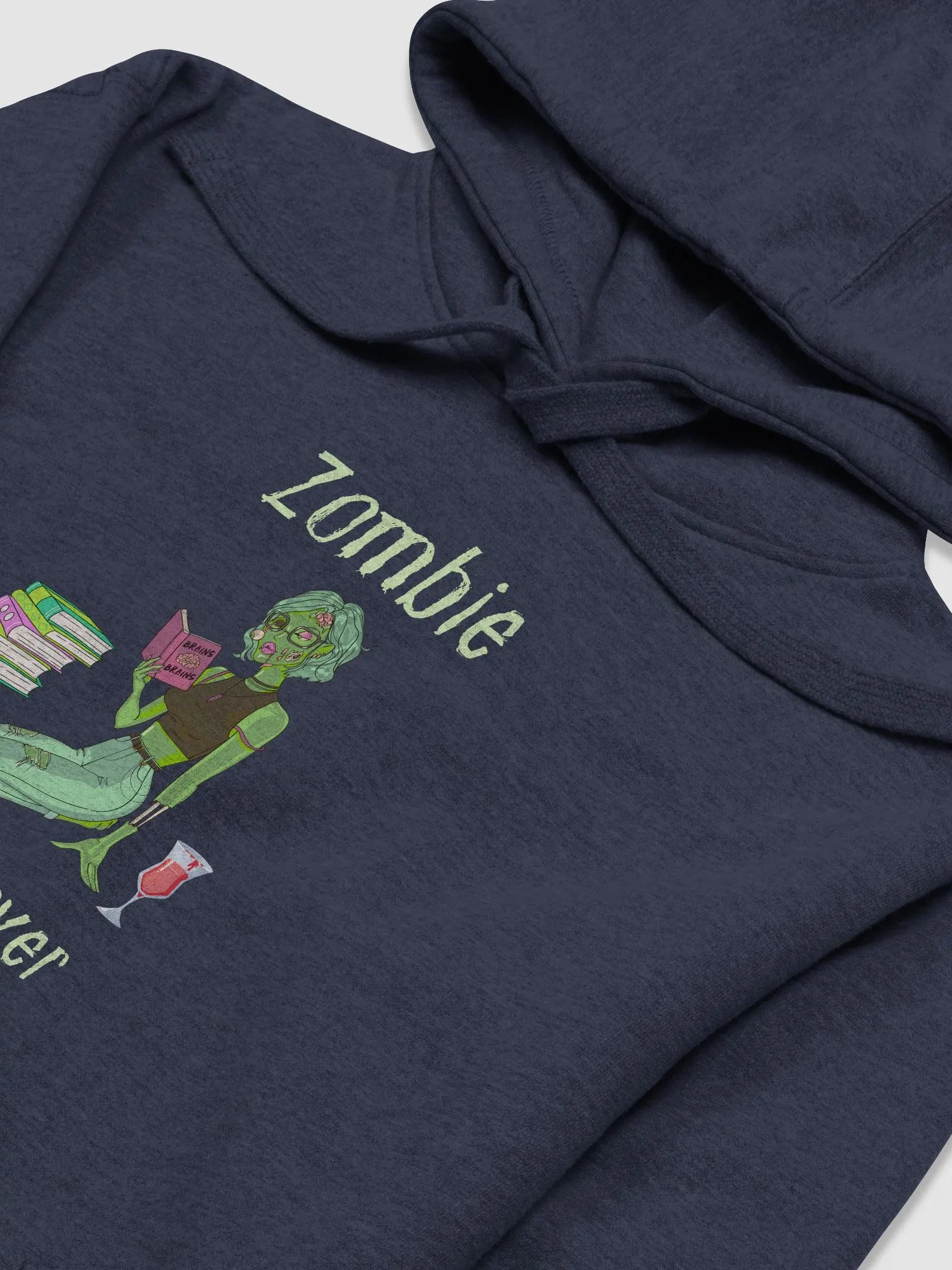 Zombie Book Lover Navy Unisex Hoodie product image (3)