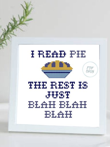I Read Pie - Cross Stitch Pattern product image (2)