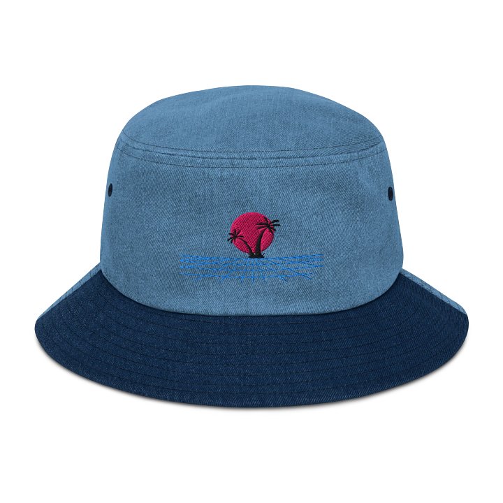 Synthwave Sunset Denim Bucket Hat product image (1)