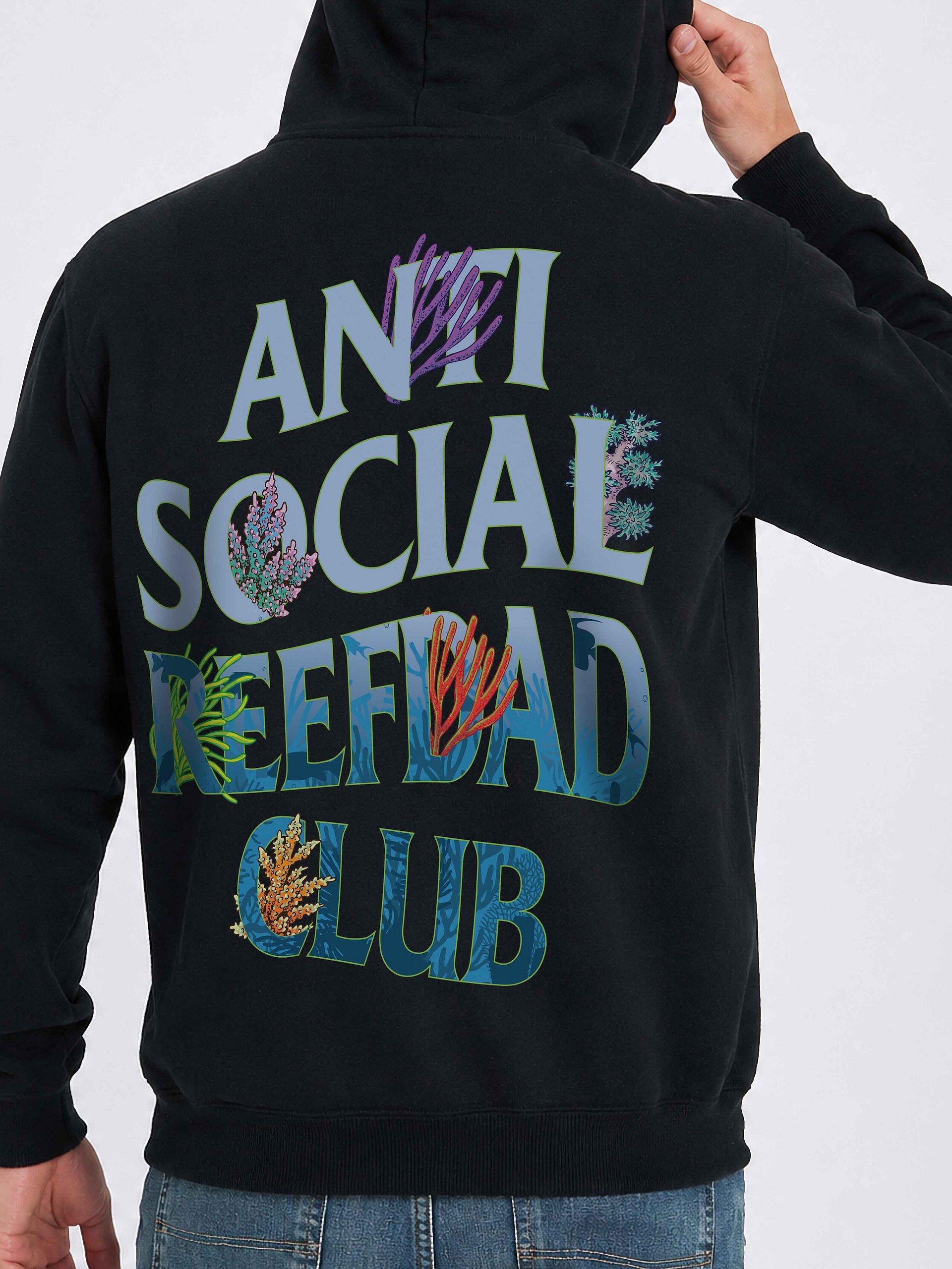 Anti Social Reef Dad Club Hoodie – Funny Coral Reef Fishing & Ocean Lover Graphic Hoodie product image (2)