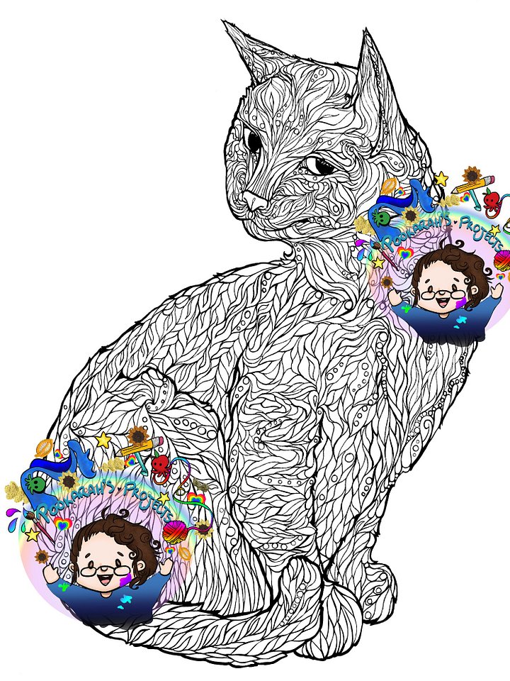 Matte paper is good for coloring! Cat Swirlimal, for printerless Coloring Club friends product image (2)
