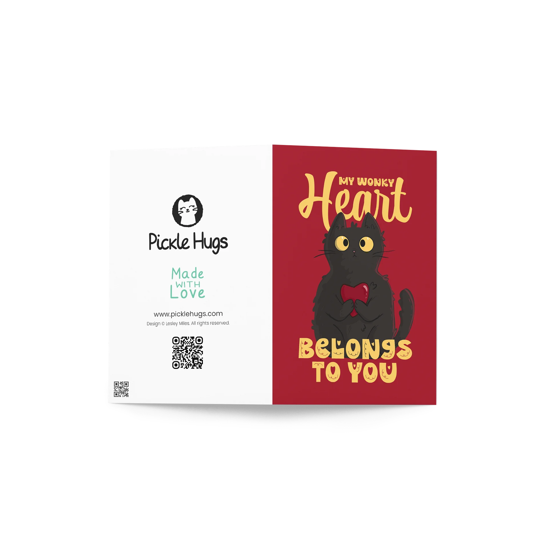Wonky Heart Romantic Cat Card product image (3)