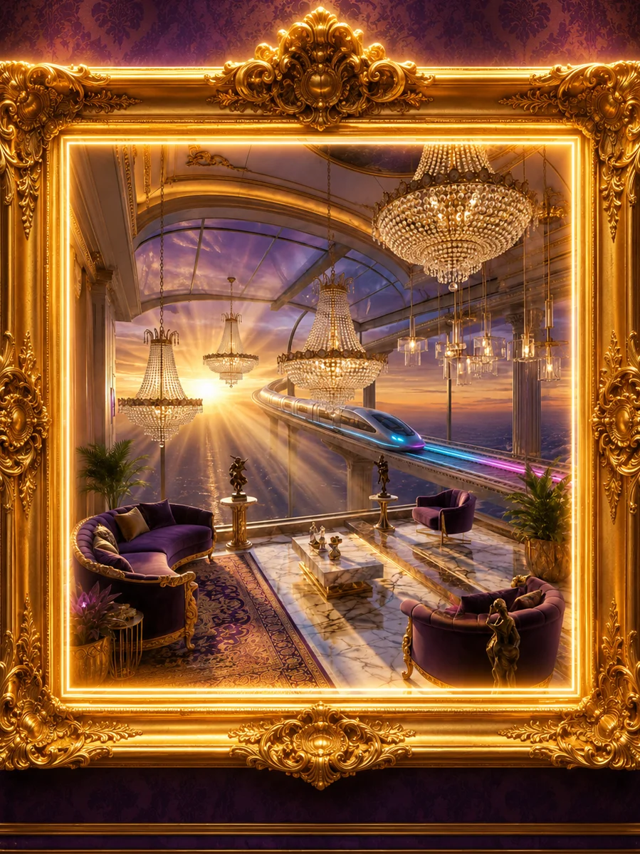Baroque Future | Luxury Penthouse with Bullet Train at Sunset product image (1)