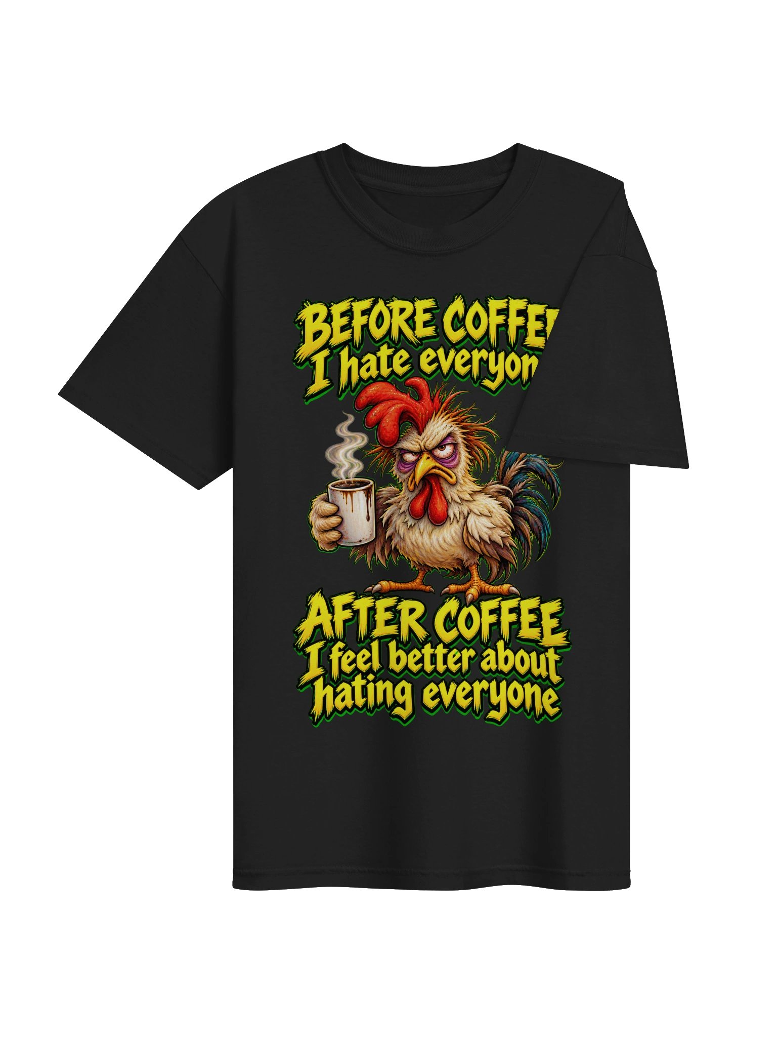 Before Coffee – Rooster Graphic T-Shirt product image (4)