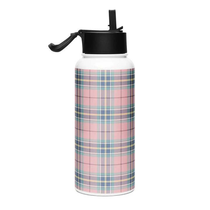 Pastel Pink Plaid Water Bottle product image (1)