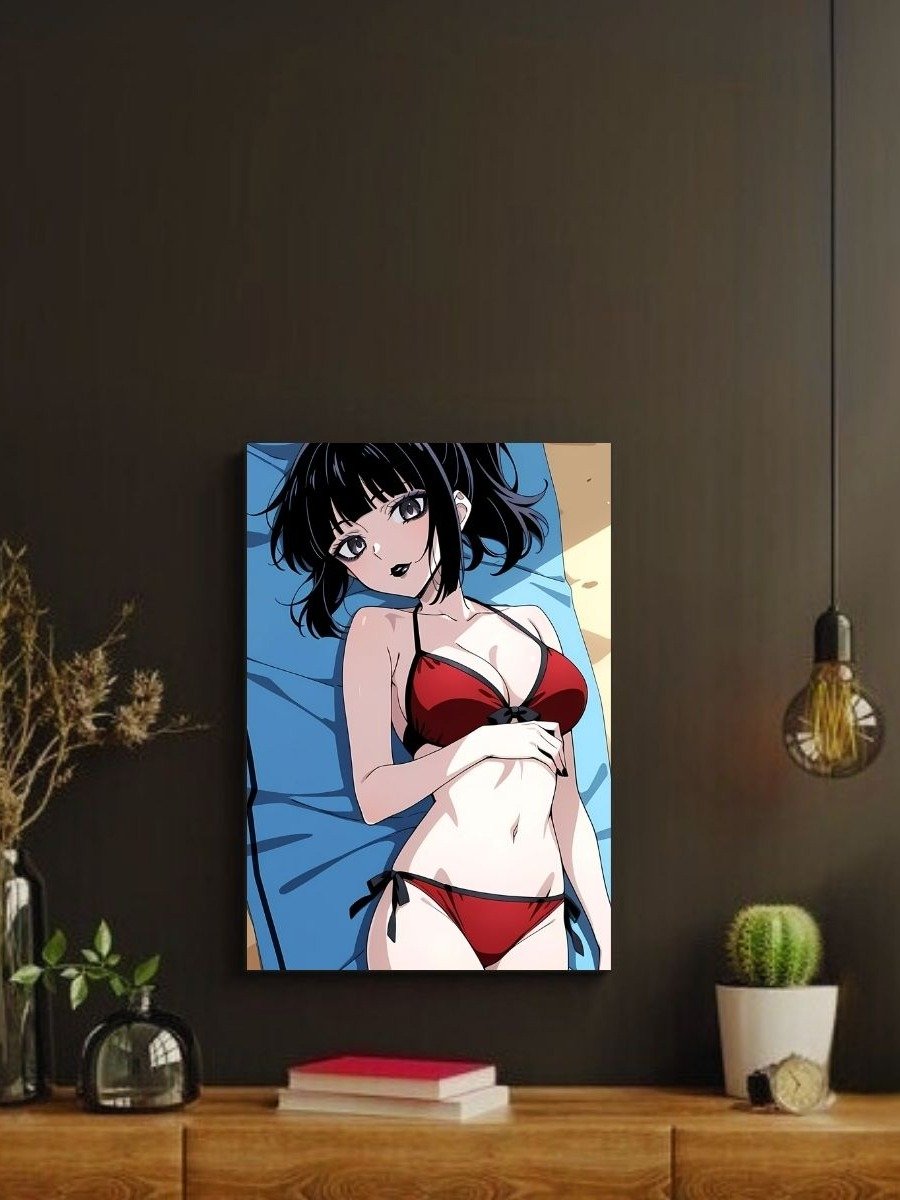 Metal Print - Luna Rain Original Character Red Bikini Beach - 8x10 product image (2)