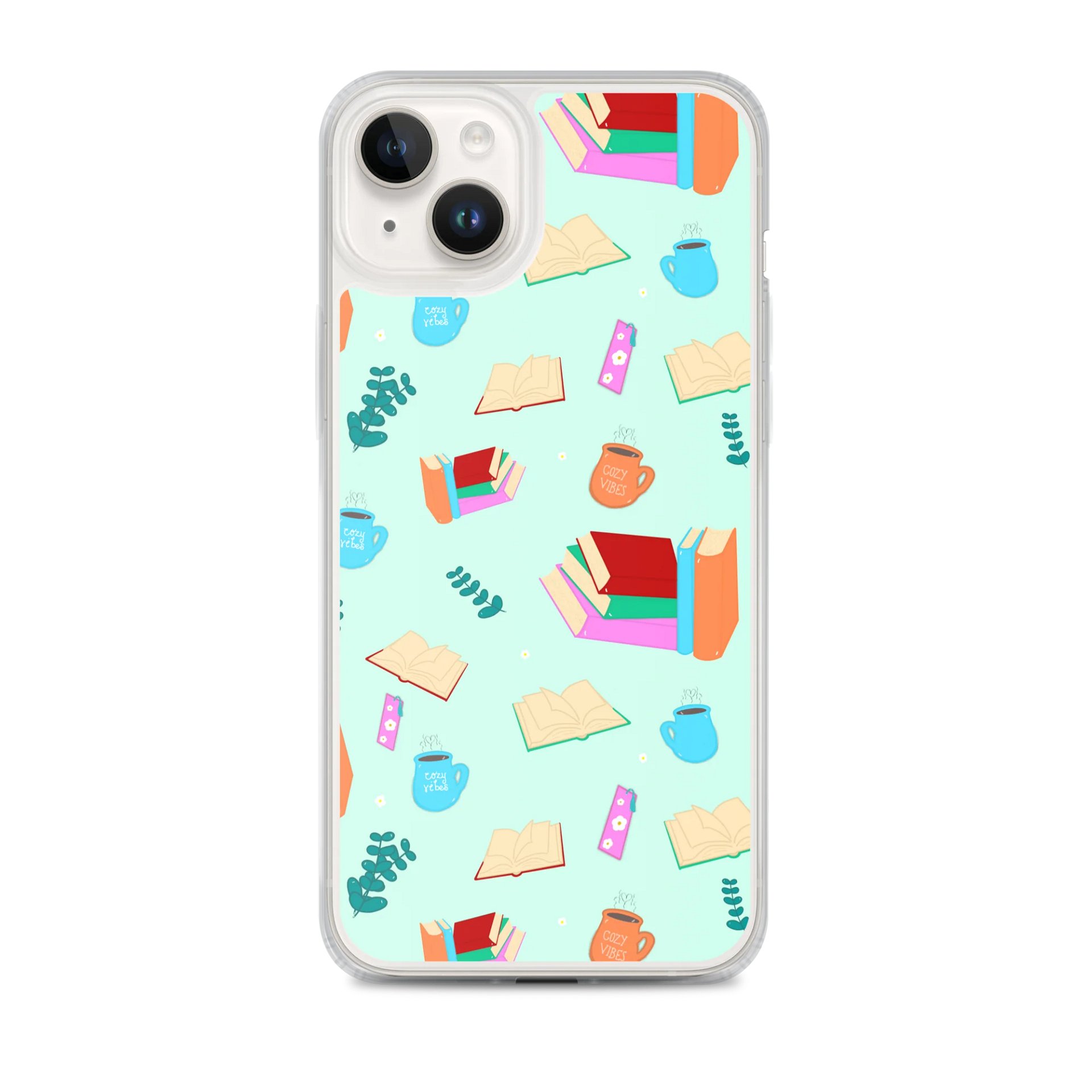 Cozy Book Lovers Pattern-Mint Background Phone Case product image (1)