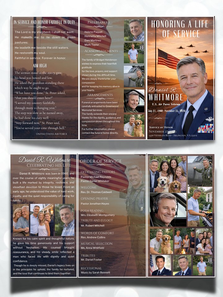 US Air Force Obituary Funeral Program Template for Canva product image (2)