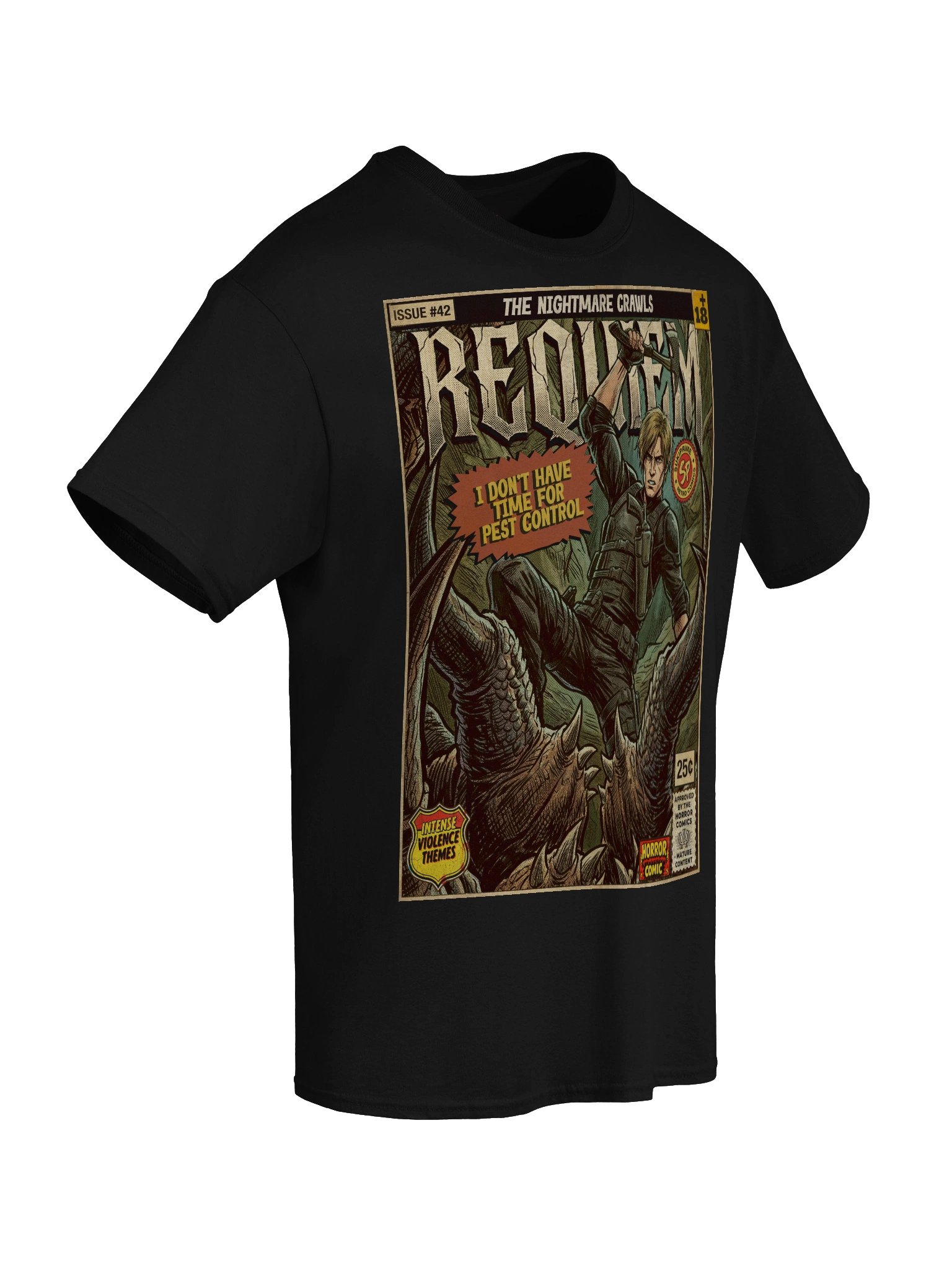 Resident Evil Requiem Leon Vs. Spider Comic Art T-Shirt product image (6)
