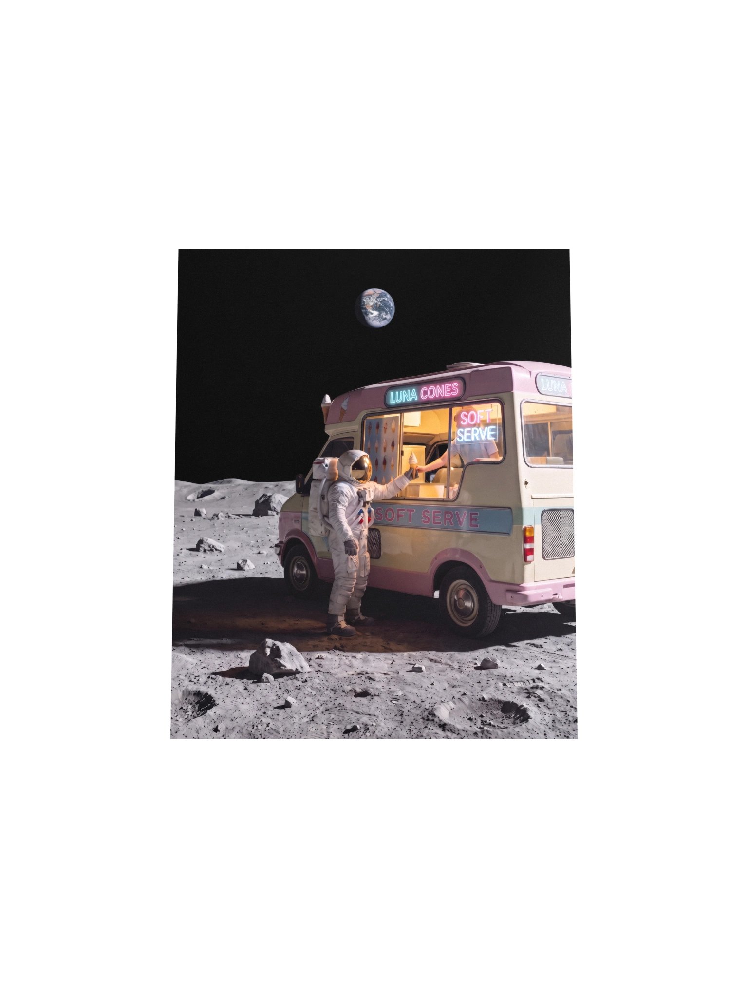 Astronaut Ice Cream Van on the Moon Dreamcore Matte Poster product image (4)
