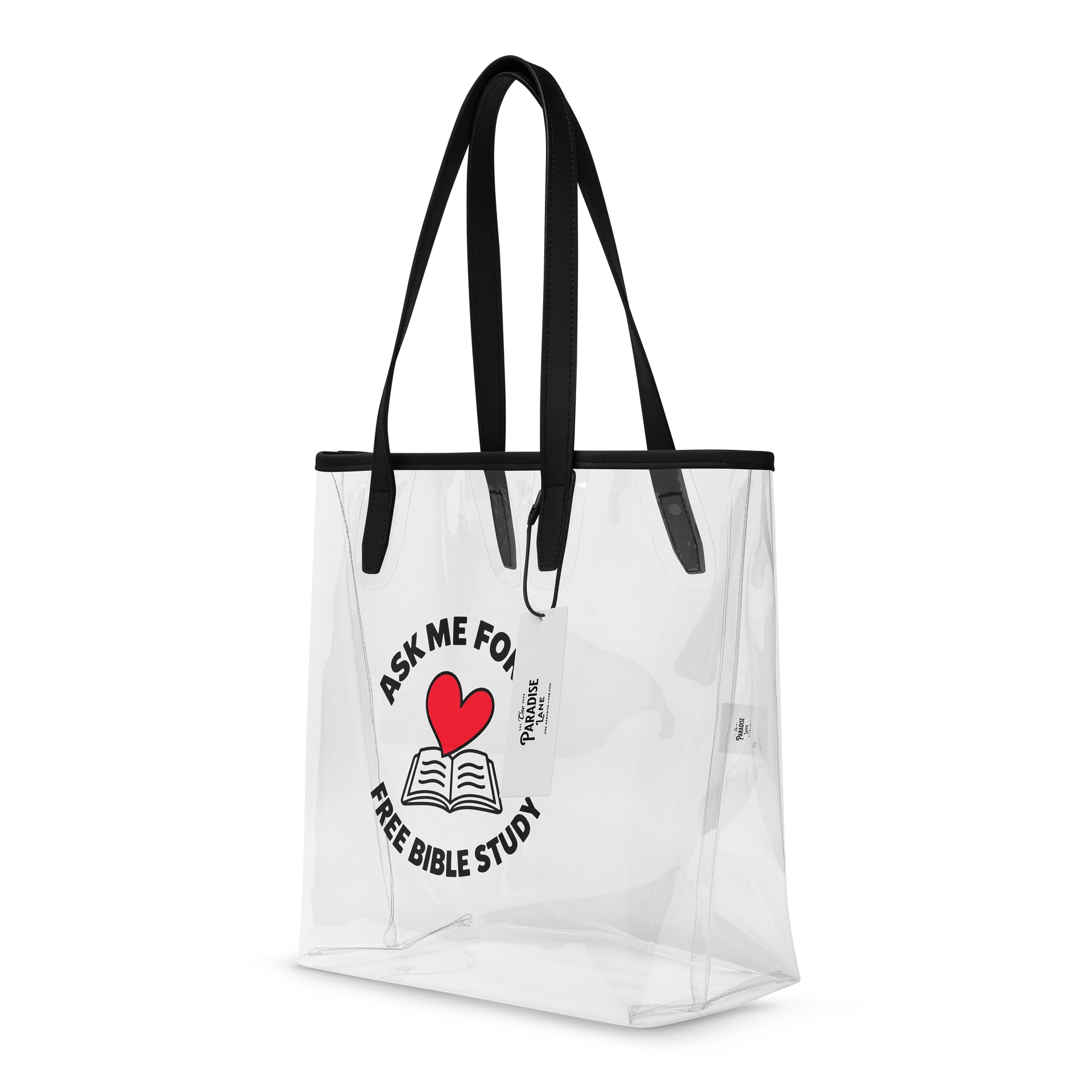 Ask Me for a Free Bible Study Clear Tote Bag – Ministry & Convention Bag product image (4)