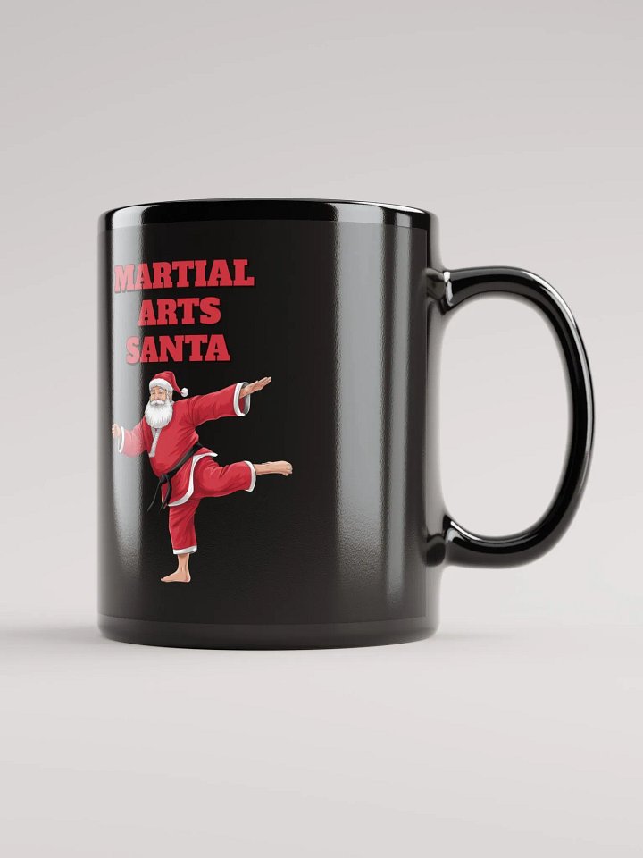 Martial Arts Santa - Funny Christmas Black Mug product image (2)