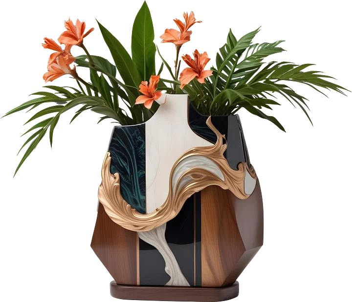 Dream of Eternity – Abstract Flow Tropical Vase PNG product image (1)