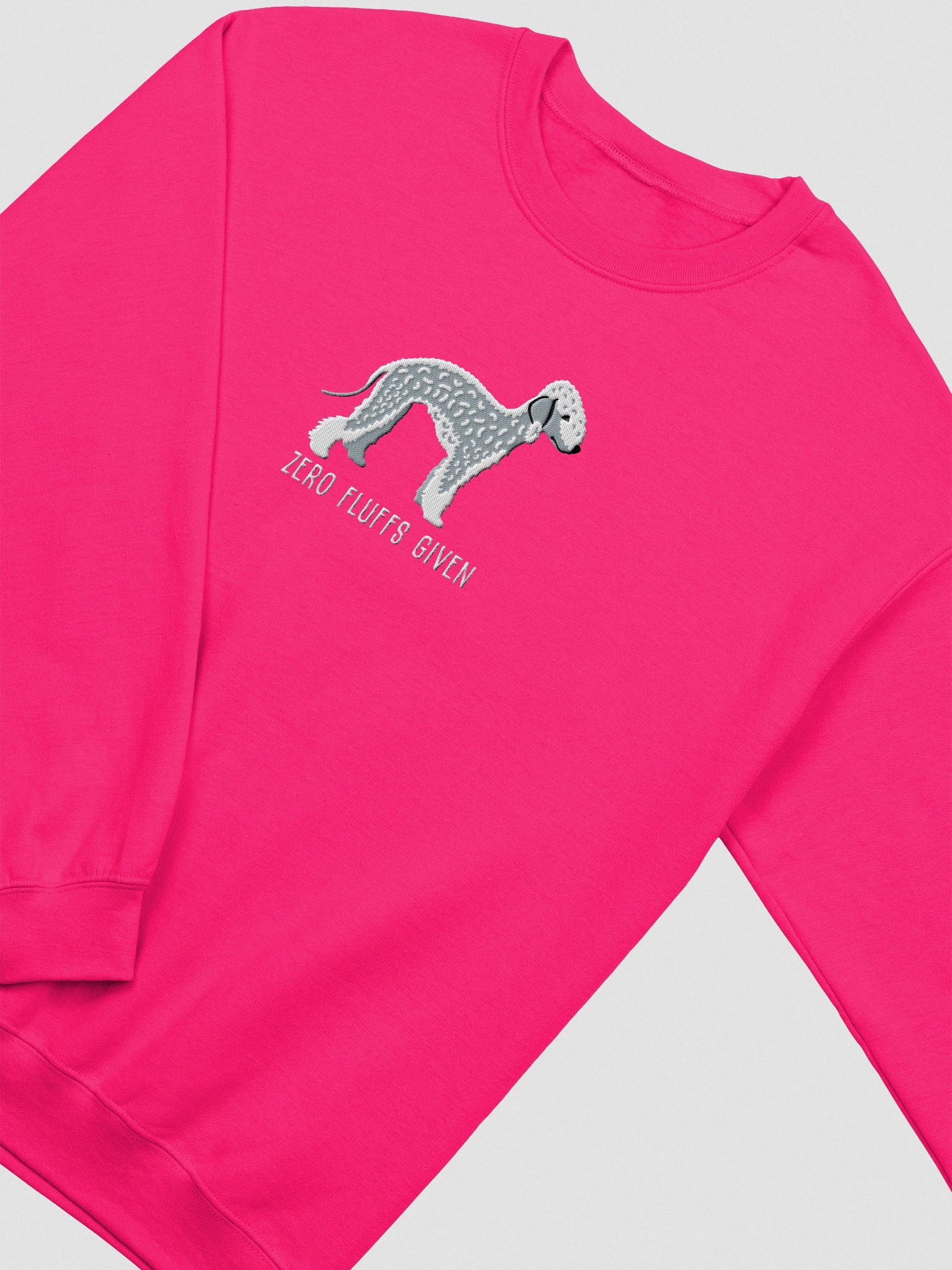 Zero Fluffs Given Sweatshirt (Embroidered) of a Bedlington Terrier(Blue) product image (6)