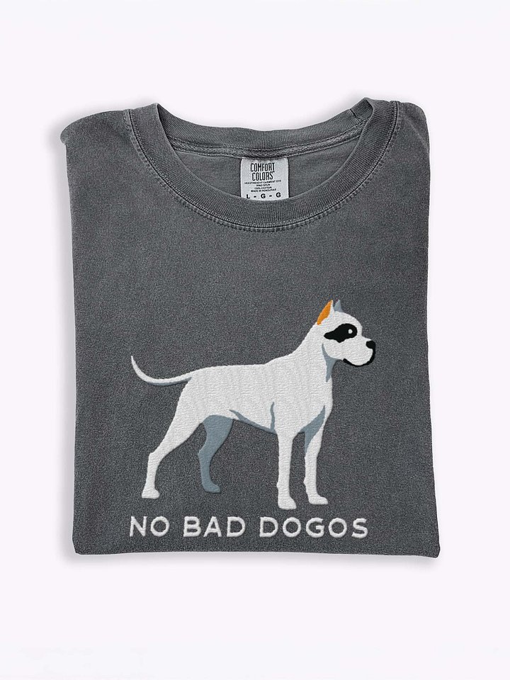 No Bad Dogos T-Shirt(Embroidered) of a Dogo Argentino(Black & White, Cropped Ears) product image (1)
