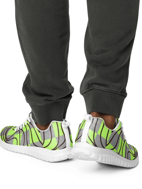 Neon-Vortex: Retro-Checker Sneaker Men's Athletic Shoes product image (1)