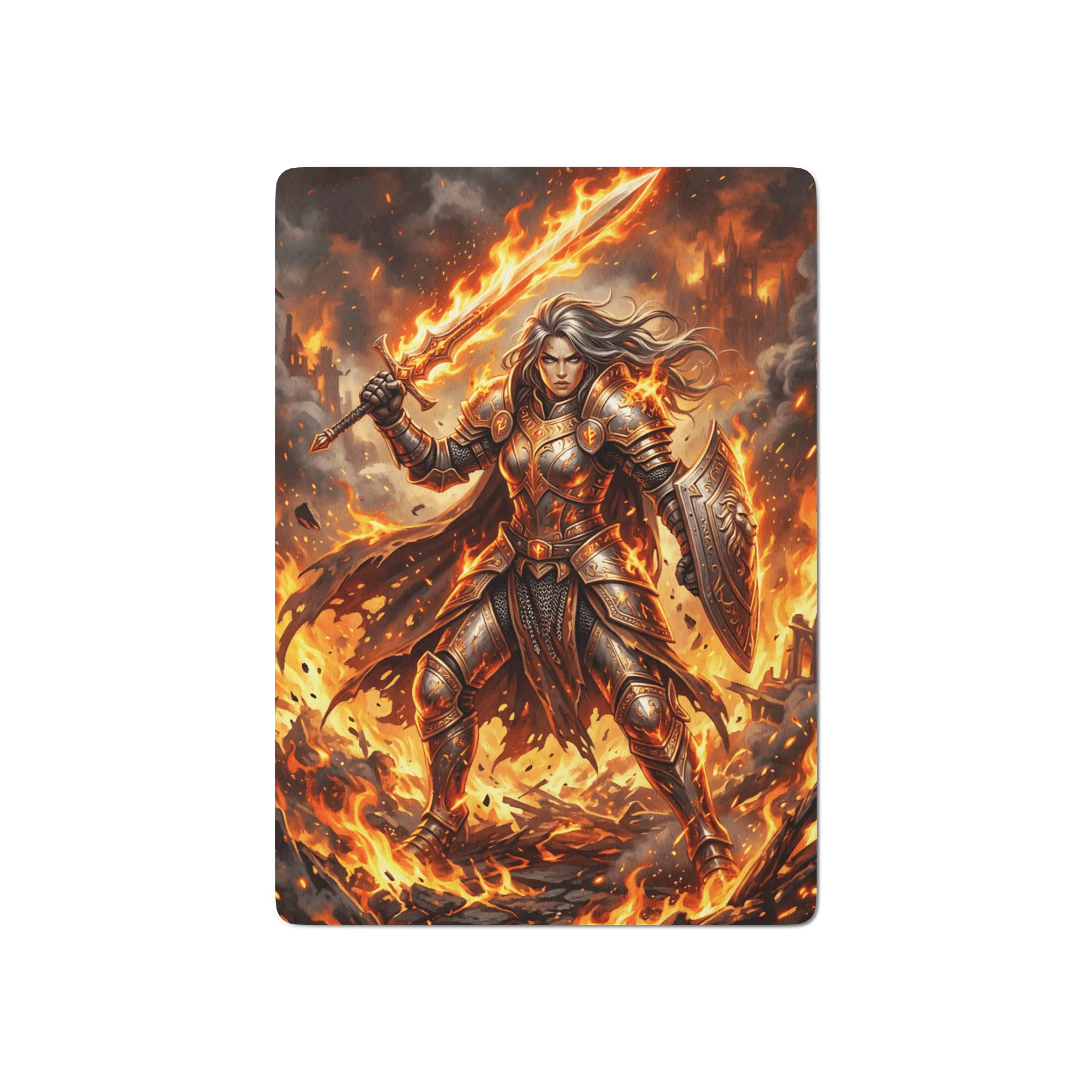 Flame-Wielder Warrior Premium Playing Cards - Fantasy Gaming Deck product image (2)