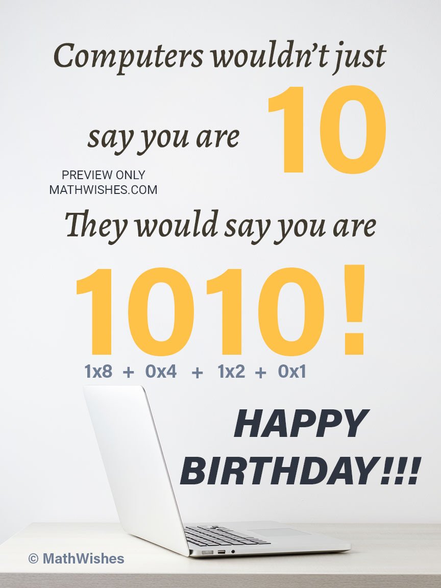 10th Birthday Card - Computer Numbers product image (1)