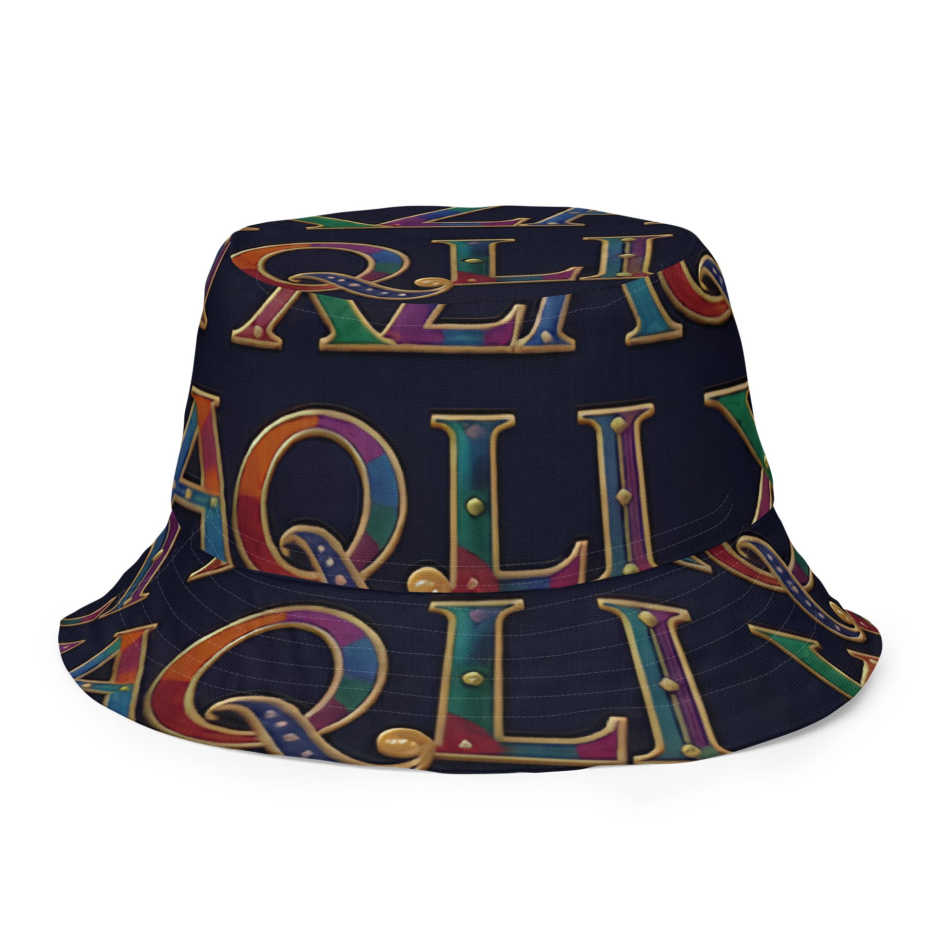 XZAQLI Monogram Bucket Hat (Navy Blue) product image (1)