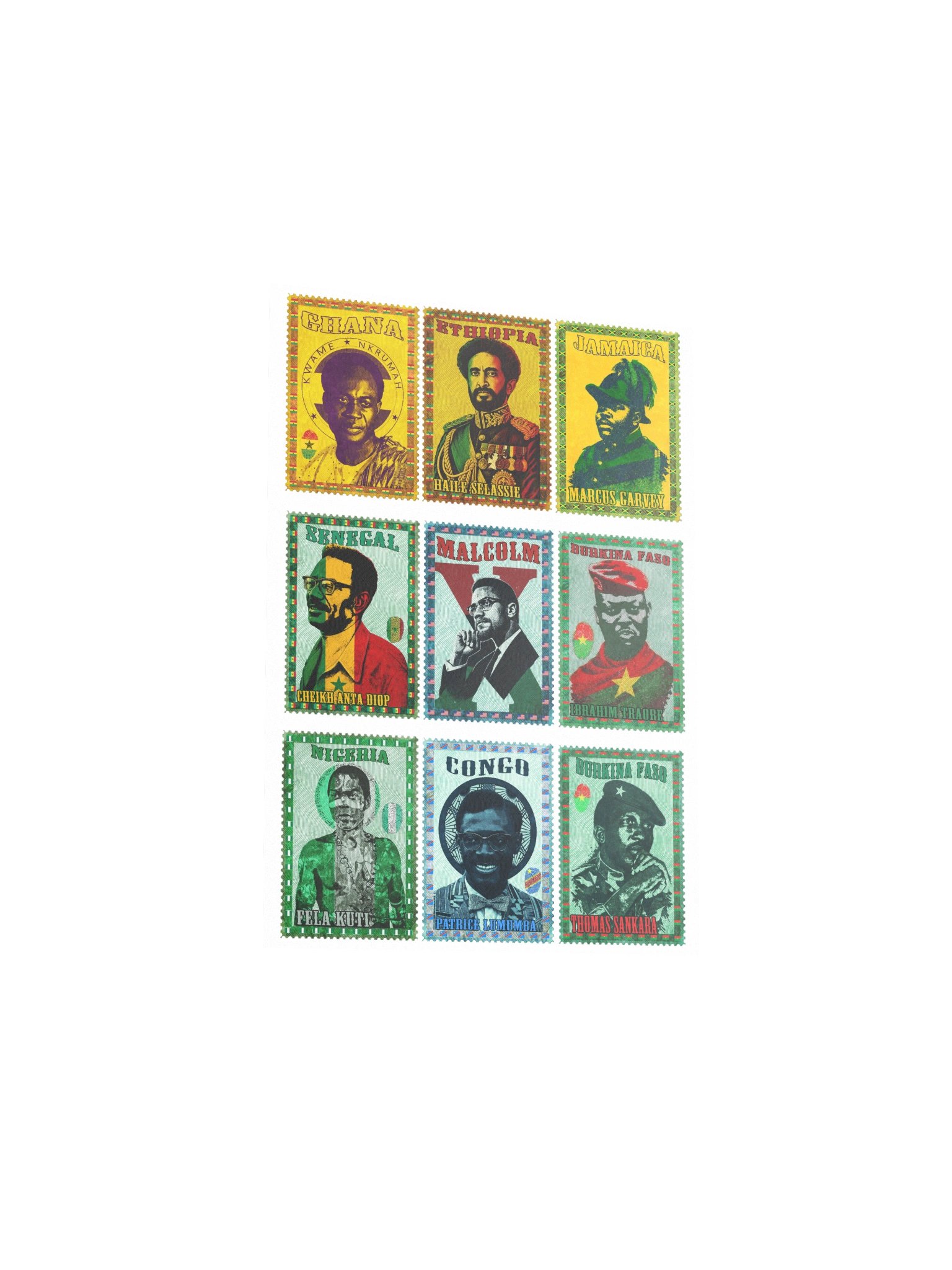 9 Pan-African Icons, 1 Poster: Vintage Postage Stamp Tribute product image (4)