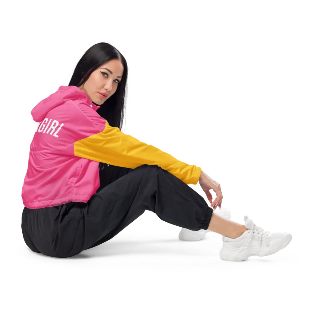CALIGIRL Pink & Yellow Women’s Cropped Windbreaker product image (5)