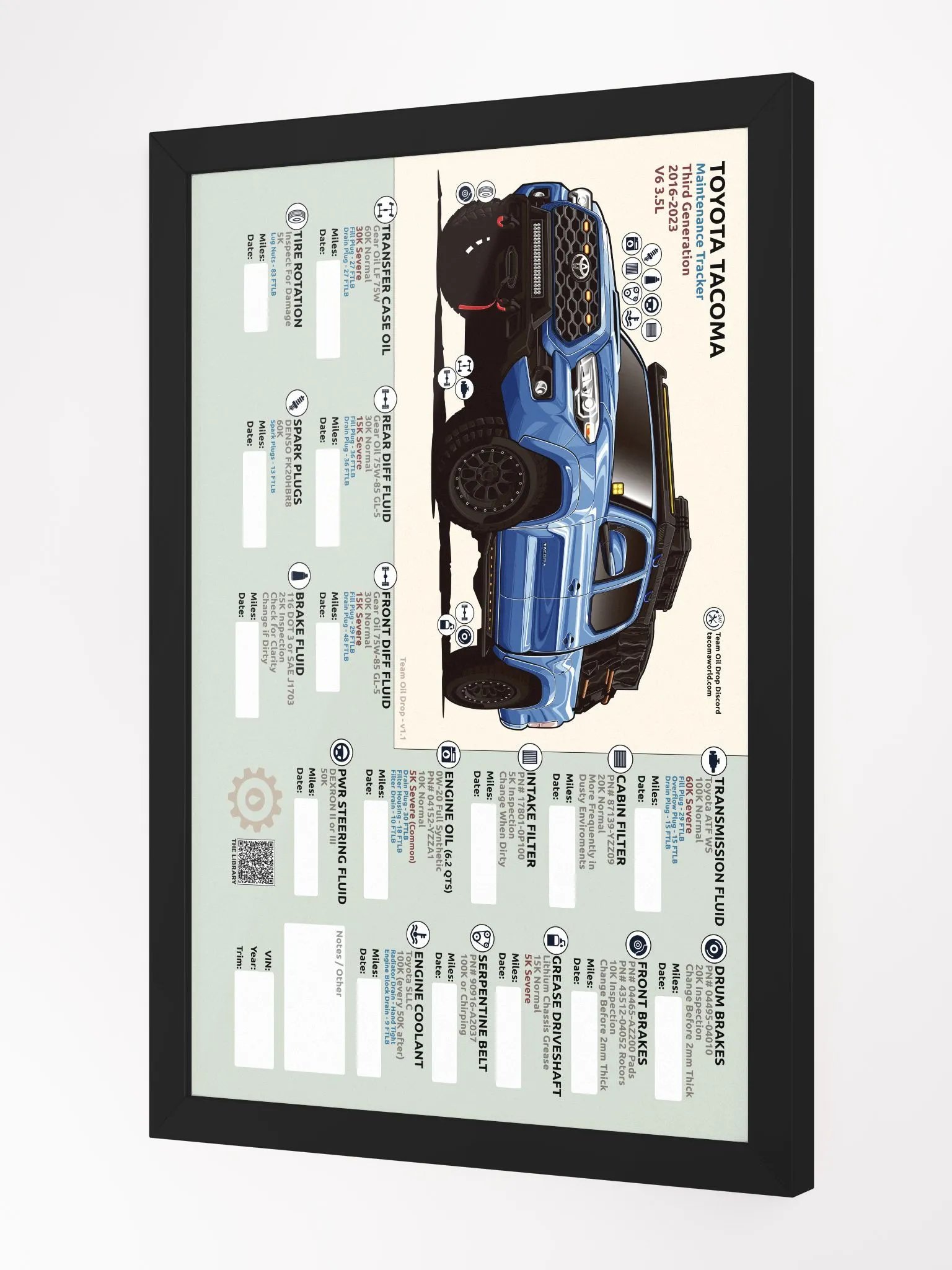 3RD GEN MAINTENANCE TRACKER V1.1 - Blue (Framed) product image (3)