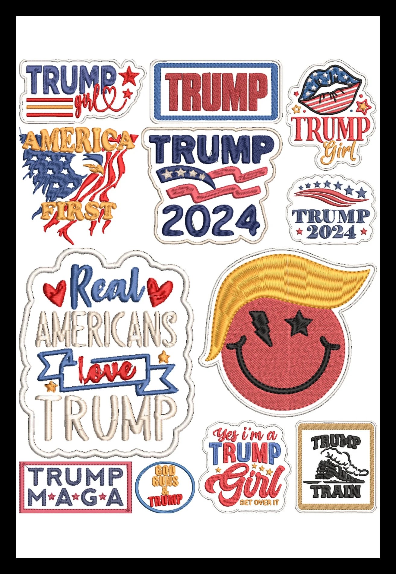 2024 Trump Machine Embroidery Pattern Bundle E product image (1)