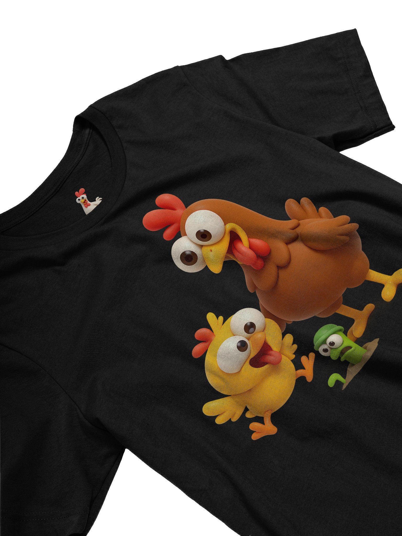 Funny Chicken Family T-Shirt – Crazy Hen, Chick and Worm Cartoon Tee product image (2)