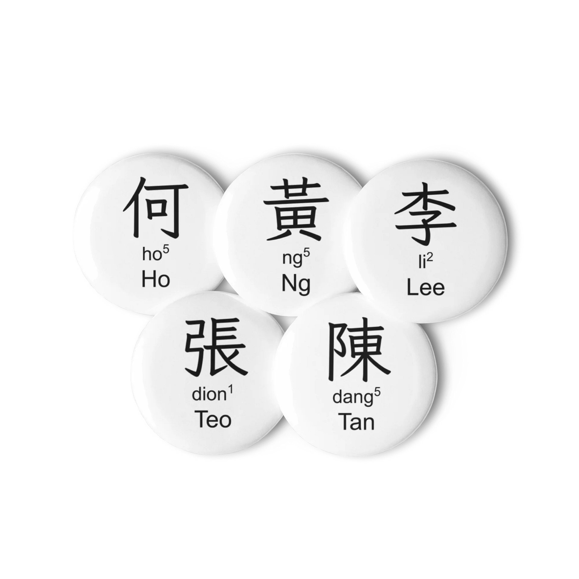 百家姓 Hundred Family Surnames Pin Buttons Set (Teochew) [Series 1, White] product image (2)