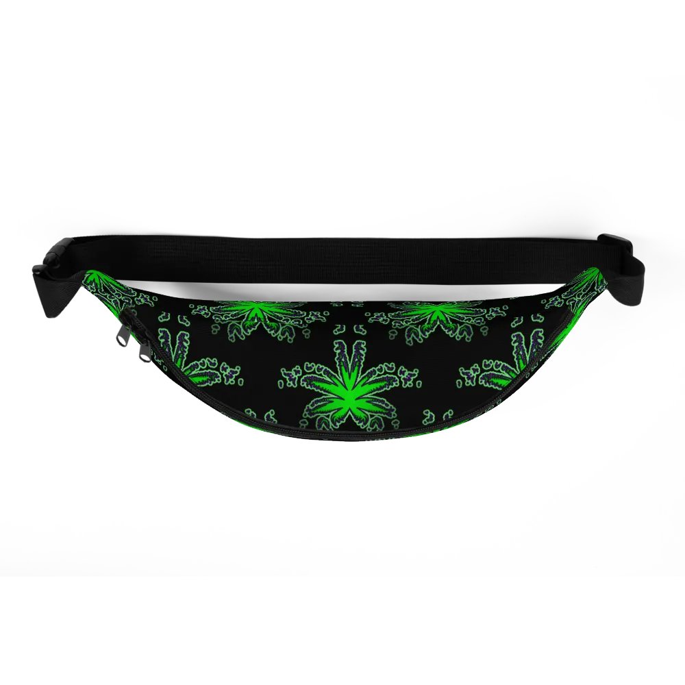 Black Green Purple Weed Leaf Fanny Pack, 420 Cannabis Bag, Stoner Fashion Accessory product image (5)