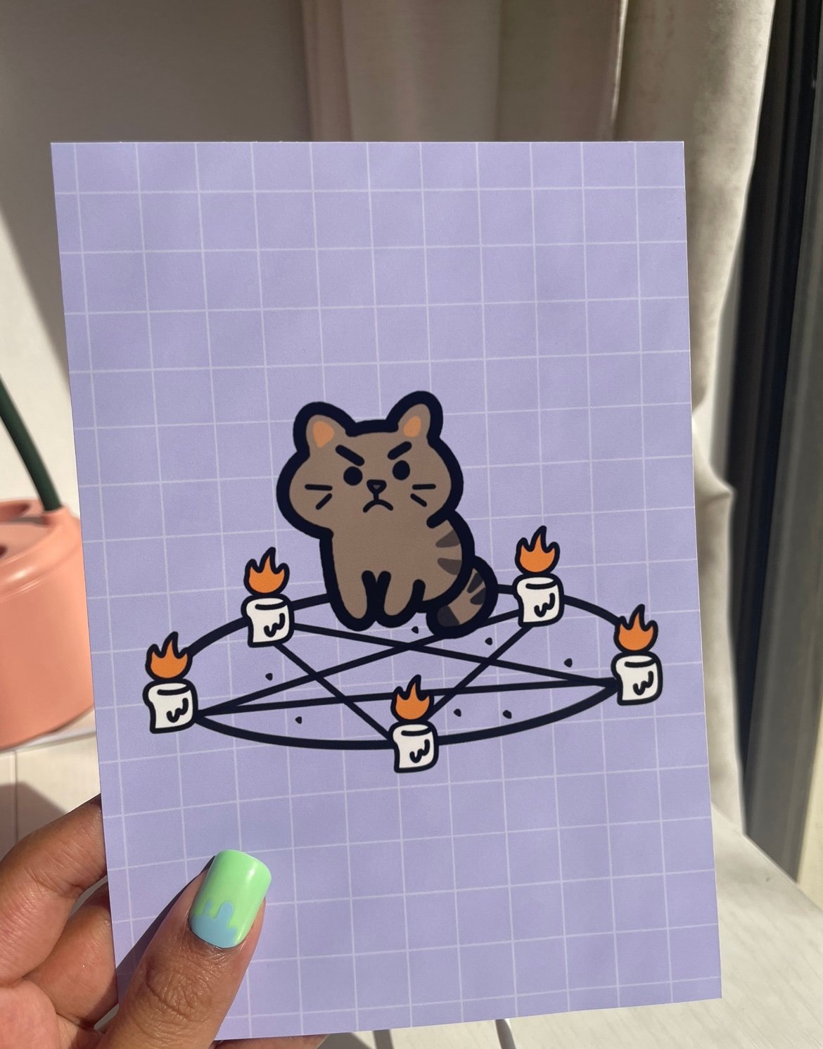 Cranky Brown Cat Purple Print product image (2)