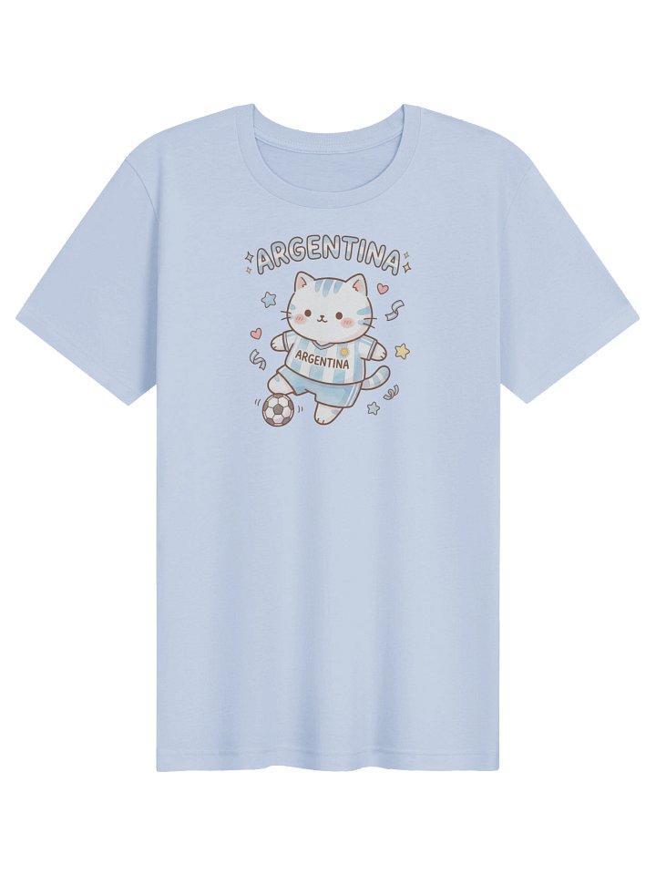 Argentina Soccer Cat Shirt, Cute Argentina Fan Tee, Kawaii Football Supporter T-Shirt product image (11)