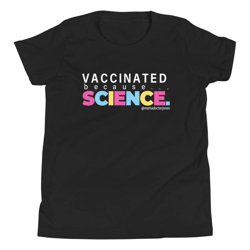 Vaccinated Because Science Youth Tee - Black product image (1)