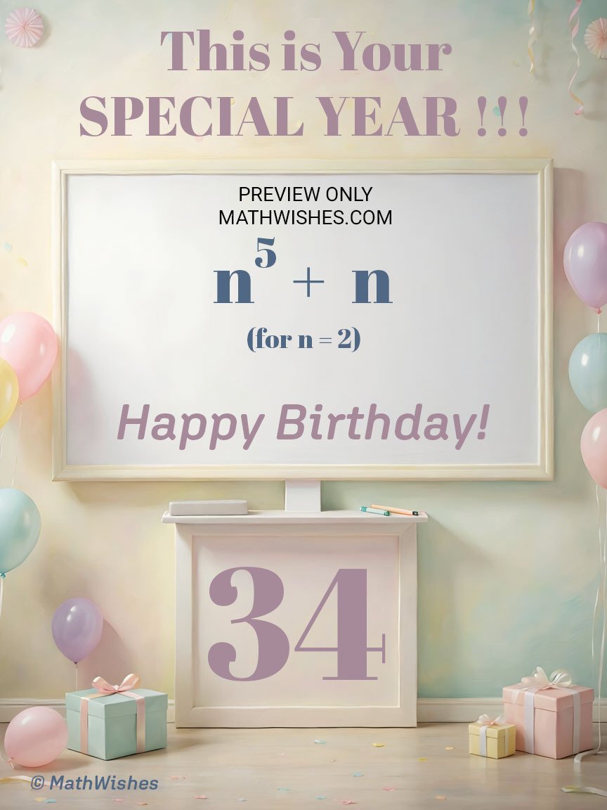 34th-Birthday-Card-Algebra-Equation product image (1)