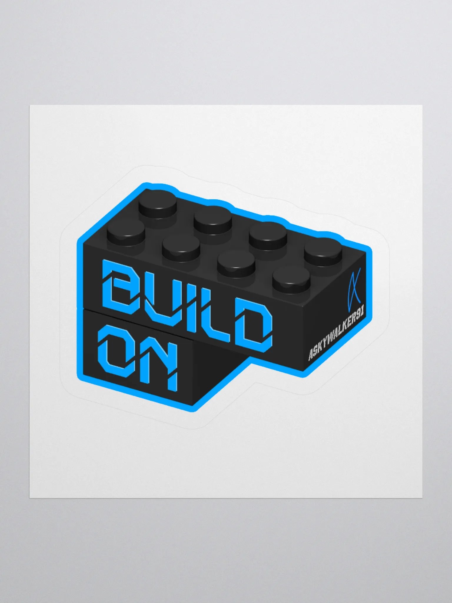 'Build On' Black & Blue Sticker product image (2)
