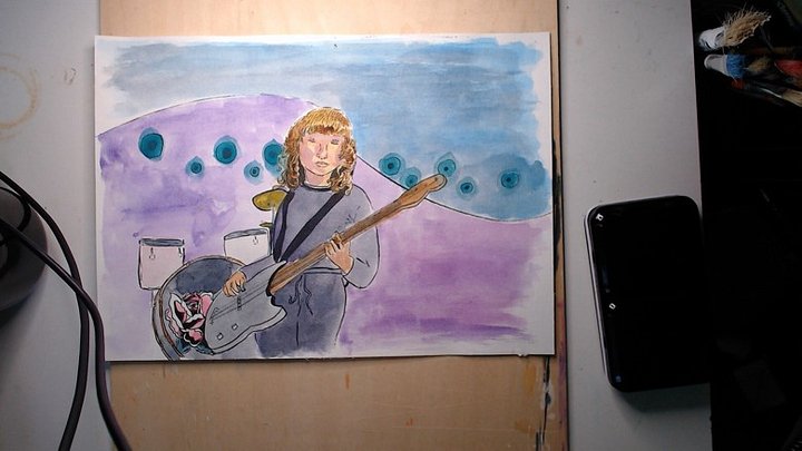 Feel the Sound Watercolour and Ink A4 painting product image (1)