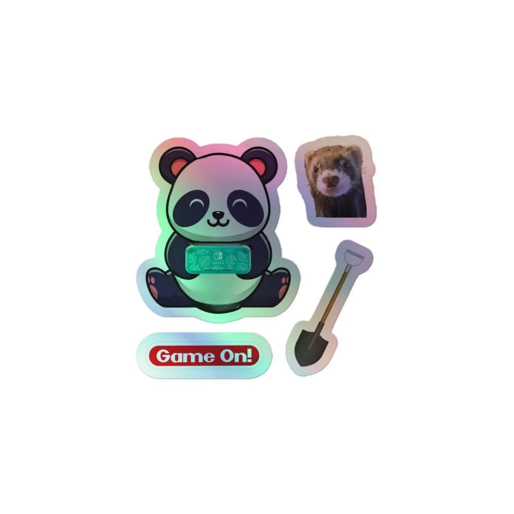 Gaming Panda + 3 Holographic Sticker Set product image (1)