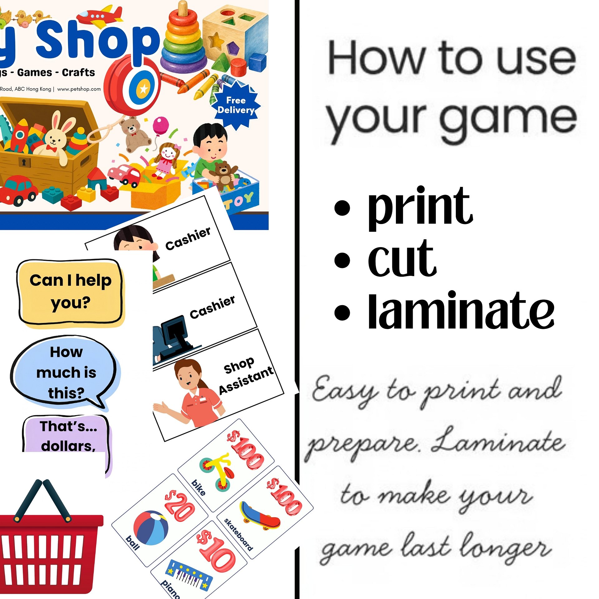 Toy Shop Role Play ESL Conversation Practice Drama Math Shopping Speaking Game product image (2)