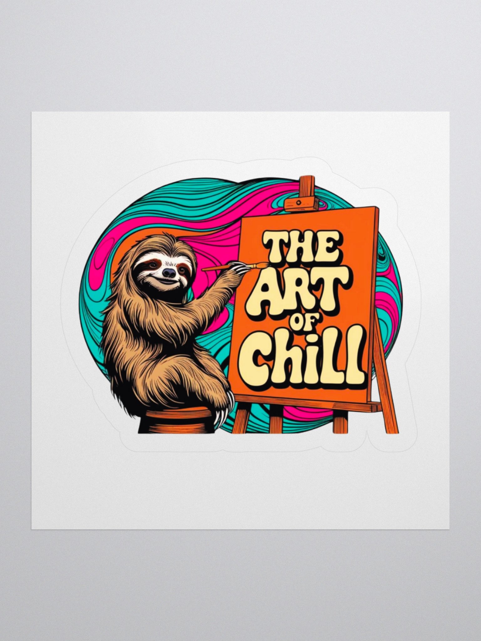 Chill sloth painter Kiss Cut Stickers product image (2)